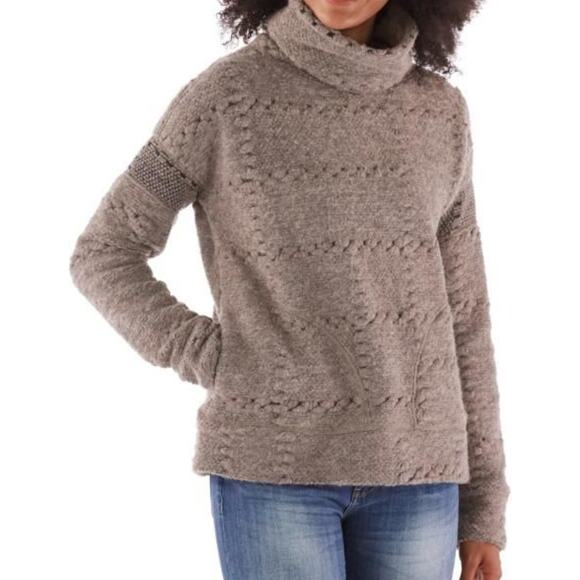 Prana size medium wool blend cowl neck sweater with pockets - Picture 1 of 6